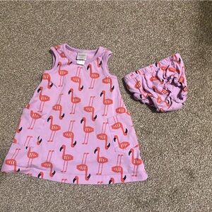 Hanna Andersson Pink Flamingo Dress and Hat Set